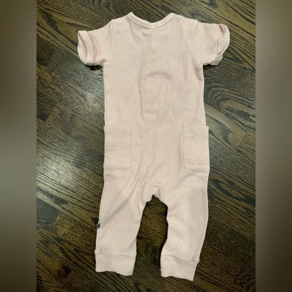 Modern Moments pink thermal short sleeve long pant romper 18months